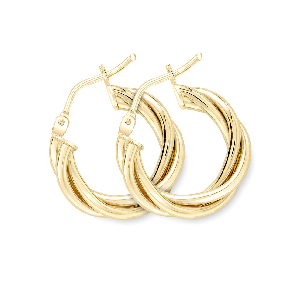 Jewelco London 9ct Gold Twist Hoop Earrings - ERNR02958