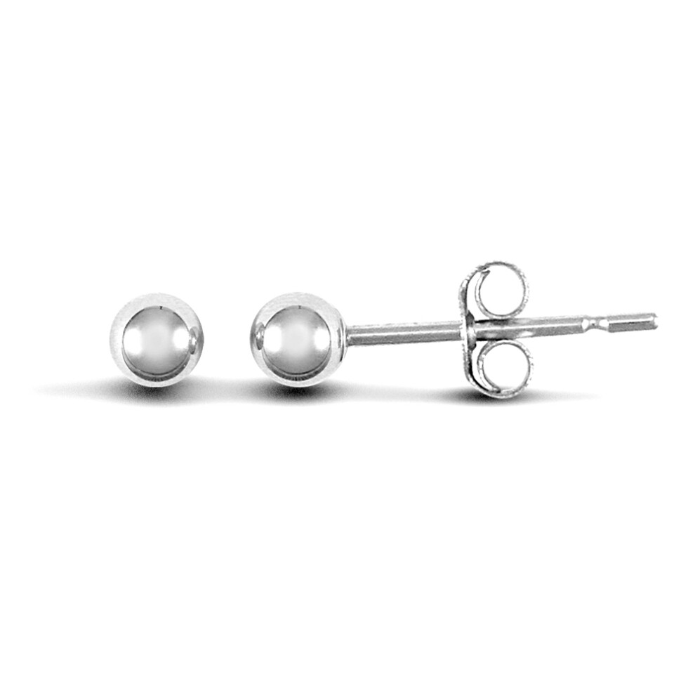 Jewelco London 9ct White Gold Ball Bead Stud Earrings, 3mm - JES155