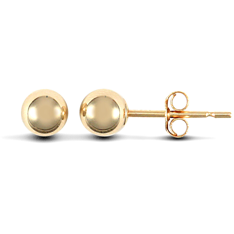 Jewelco London 9ct Yellow Gold Ball Bead Stud Earrings, 4mm - JES078