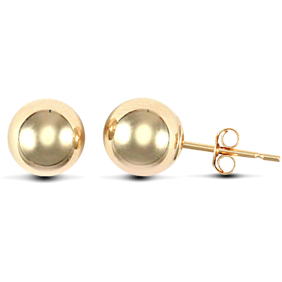 Jewelco London 9ct Yellow Gold Ball Bead Stud Earrings, 7mm - JES081