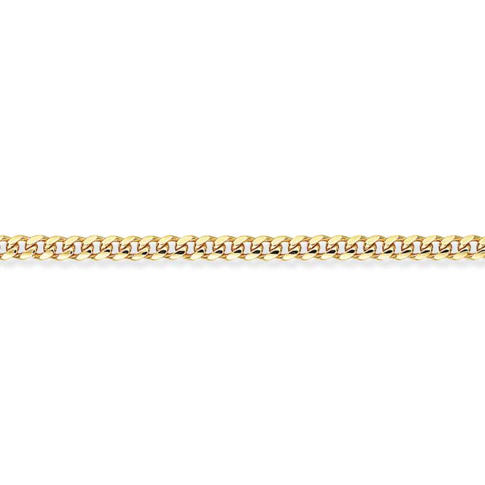 Jewelco London 9ct Yellow Gold - Bombe Curb Bracelet Chain - 7.25" / 18cm 7.25 inch - CNNR02675-07