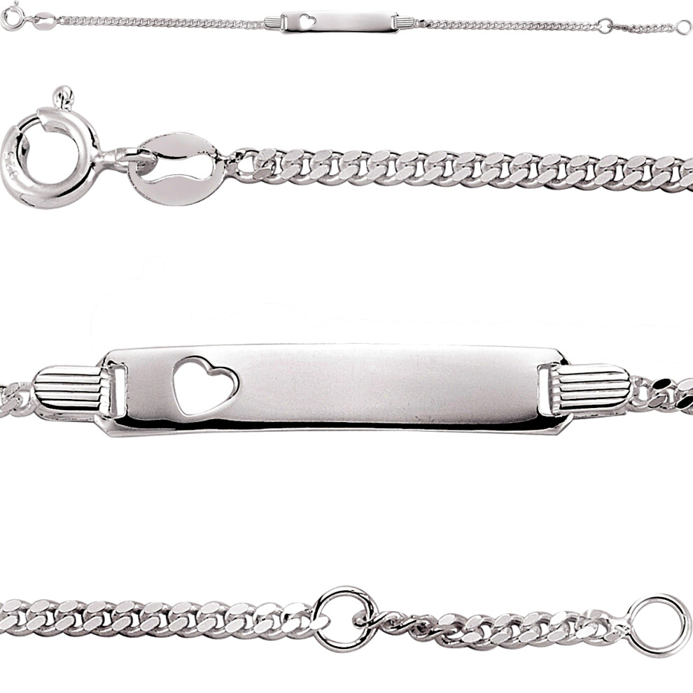 Jewelco London Girls Sterling Silver Love Heart Curb ID Identity Bracelet 5mm 6 / 7 inch - ID18 - Image 2