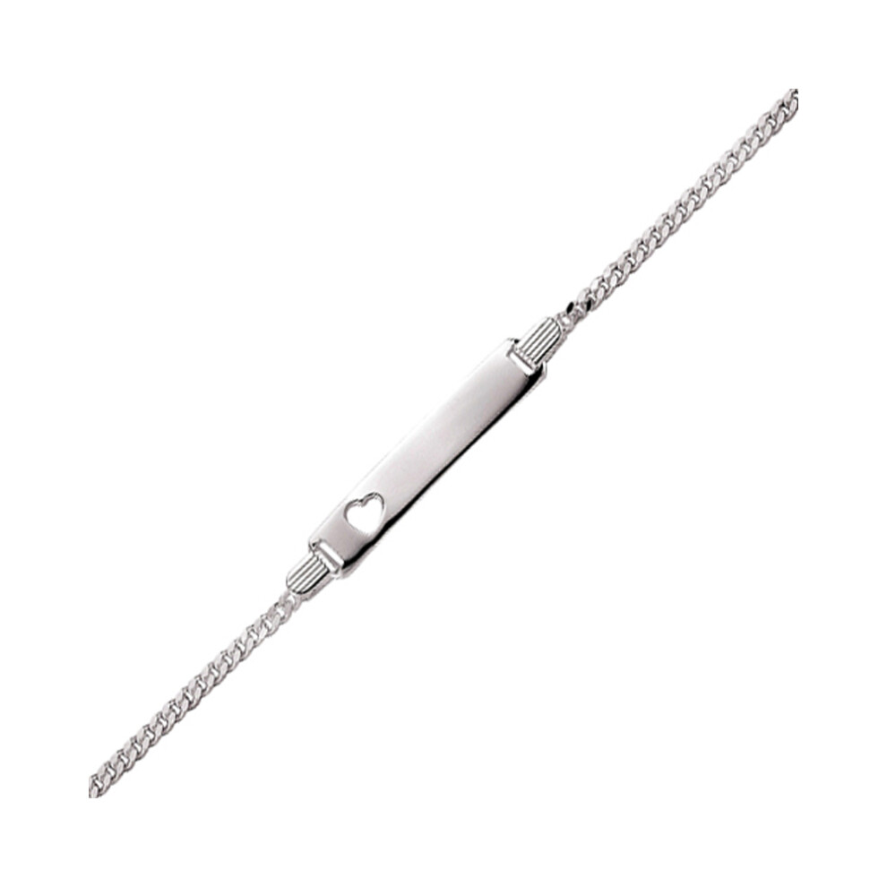 Jewelco London Girls Sterling Silver Love Heart Curb ID Identity Bracelet 5mm 6 / 7 inch - ID18