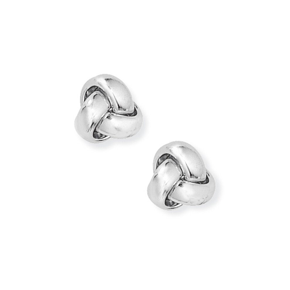 Jewelco London Ladies 18ct White Gold Trilogy Love Knot Stud Earrings - 9mm - EGNR02227