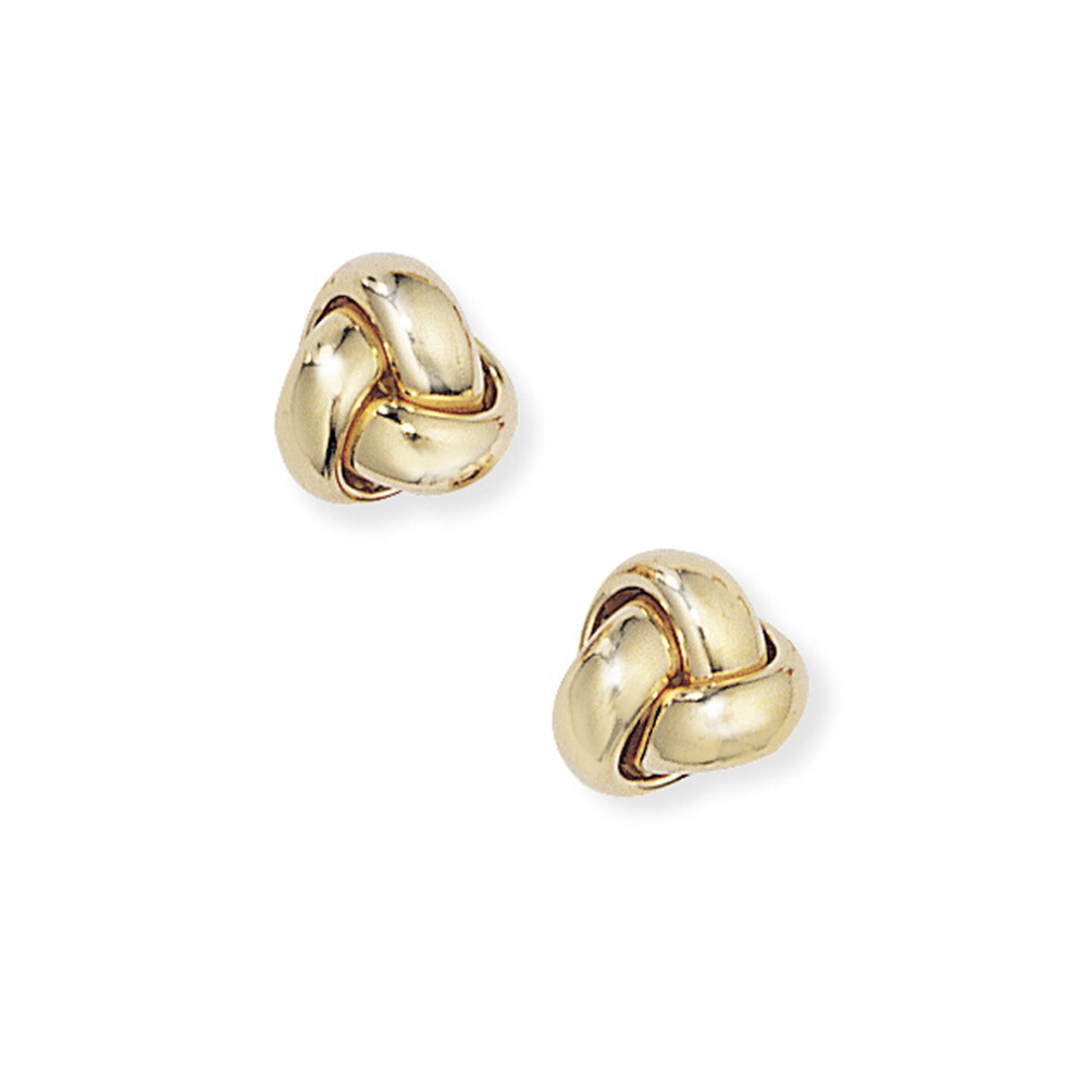 Jewelco London Ladies 18ct Yellow Gold Trilogy Love Knot Stud Earrings - 9mm - EGNR02226