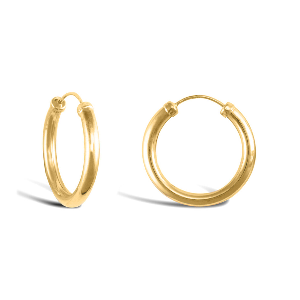Jewelco London Ladies 9ct Yellow Gold Capped Sleeper 2.5mm Hoop Earrings 18mm - JER742A