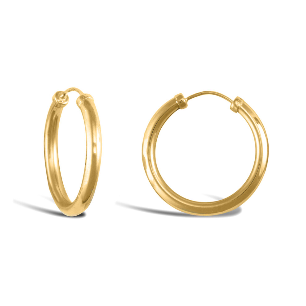 Jewelco London Ladies 9ct Yellow Gold Capped Sleeper 2.5mm Hoop Earrings 20mm - JER742B