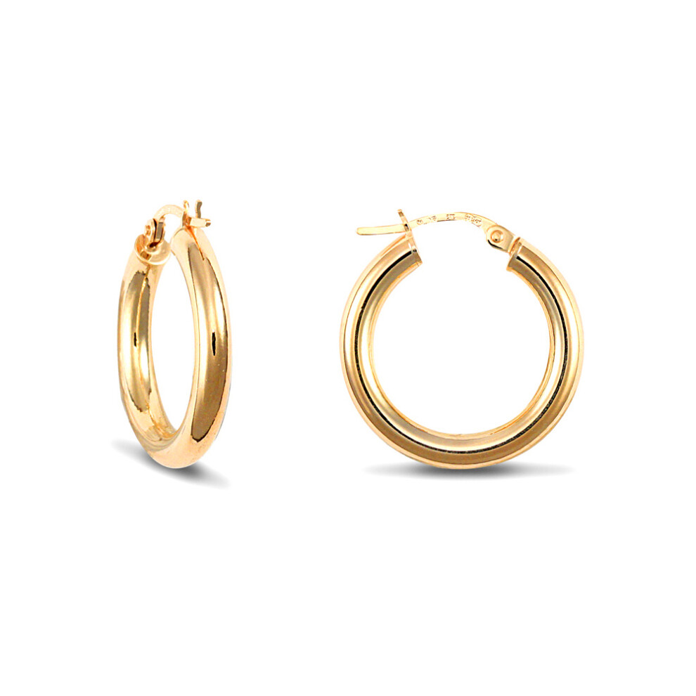 Jewelco London Ladies 9ct Yellow Gold Polished 3mm Hoop Earrings 20mm - JER178