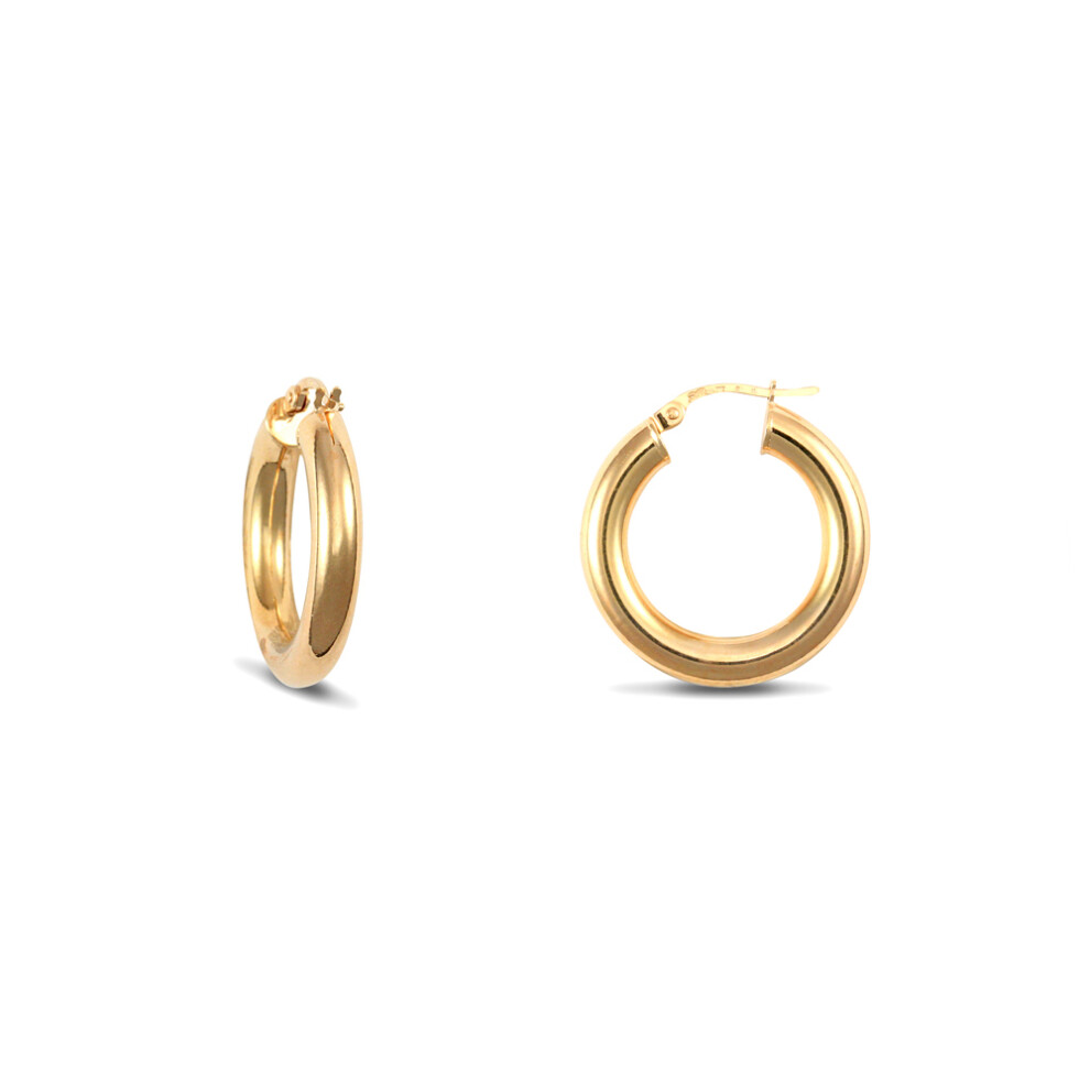 Jewelco London Ladies 9ct Yellow Gold Polished 4mm Hoop Earrings 23mm - JER180