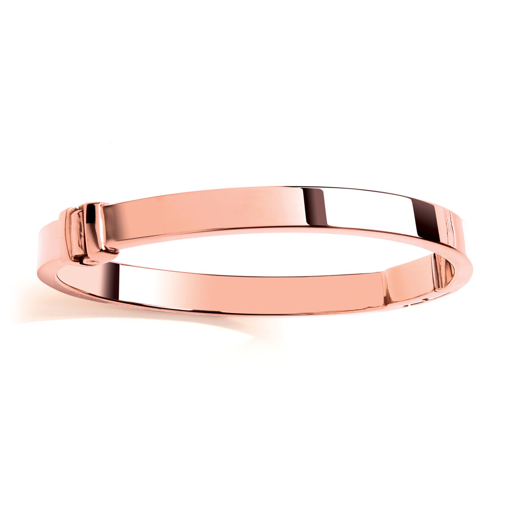 Jewelco London Ladies Rose Gold-Plated Sterling Silver Rectangular Tube Cuff Bangle Bracelet 7mm - BRC165ROSE
