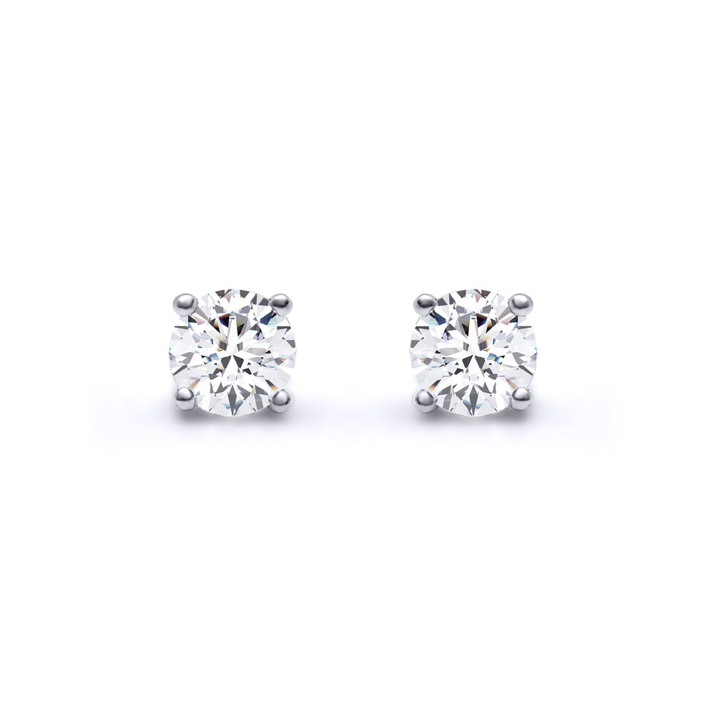 Jewelco London Ladies Solid 18ct White Gold 4 Claw Set Round G SI1 0.5ct Diamond Solitaire Stud Earrings - 18E005-050