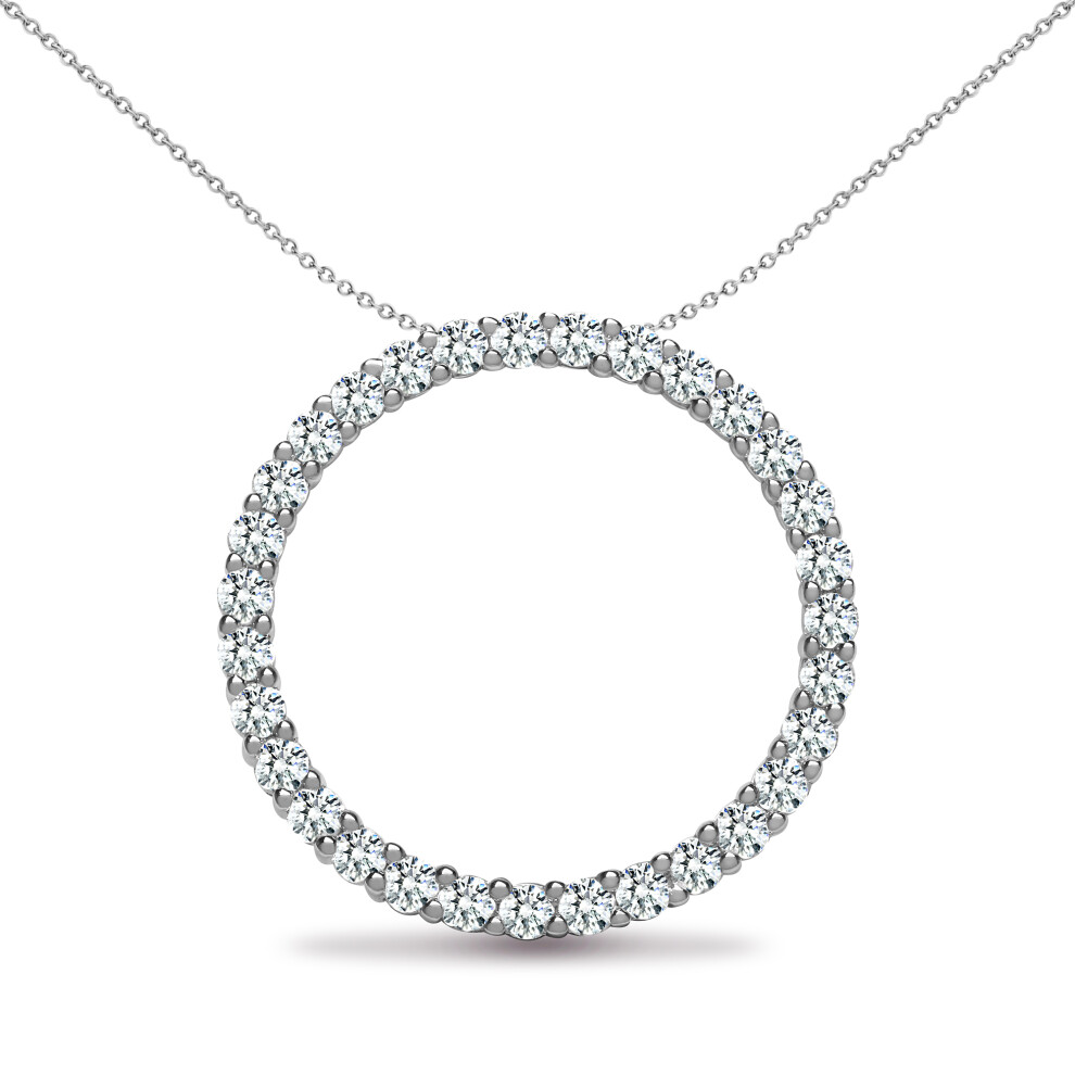 Jewelco London Ladies Solid 18ct White Gold 4 Claw Set Round G SI1 1ct Diamond Ring of Fire Charm Pendant - 18P134