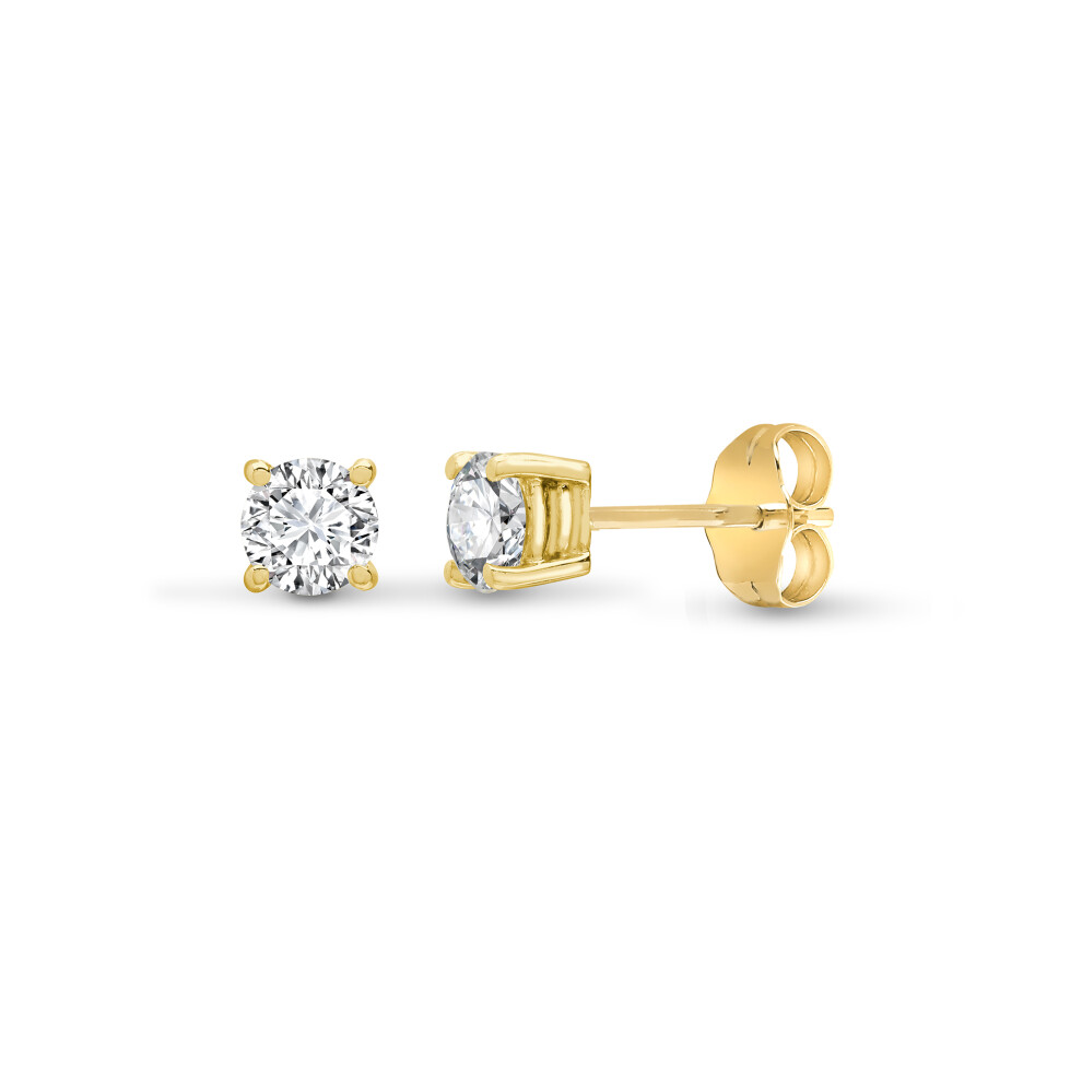 Jewelco London Ladies Solid 18ct Yellow Gold 4 Claw Set Round G SI1 0.2ct Diamond Solitaire Stud Earrings - 18E001-020