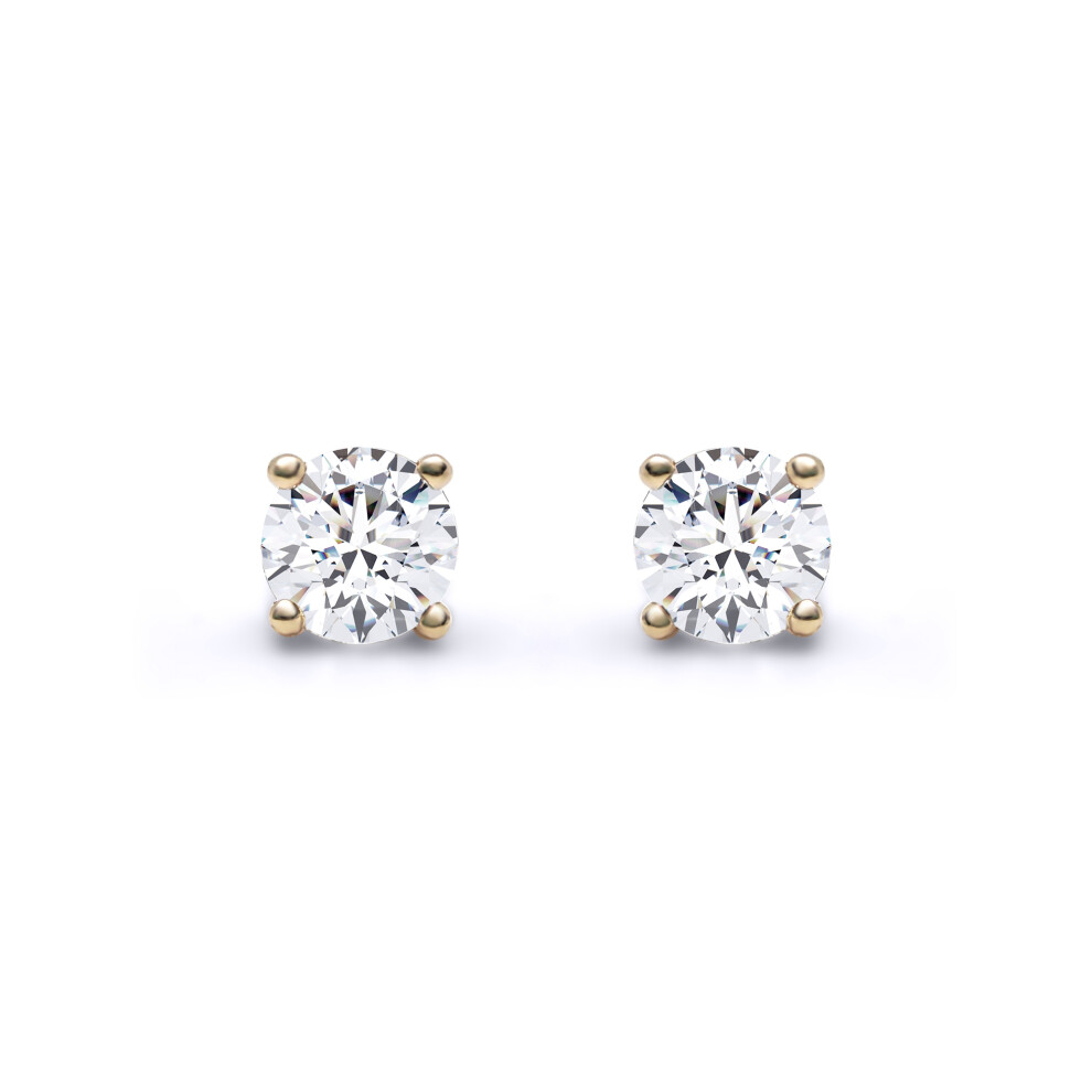 Jewelco London Ladies Solid 18ct Yellow Gold 4 Claw Set Round G SI1 0.5ct Diamond Solitaire Stud Earrings - 18E001-050
