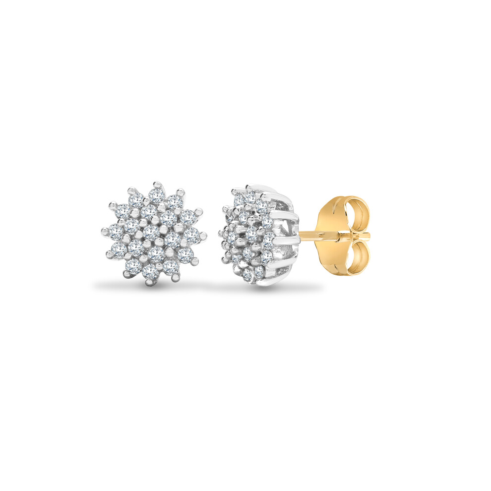 Jewelco London Ladies Solid 9ct White Gold Cluster Set Round J I1 0.25ct Diamond Cluster Stud Earrings - 9E034