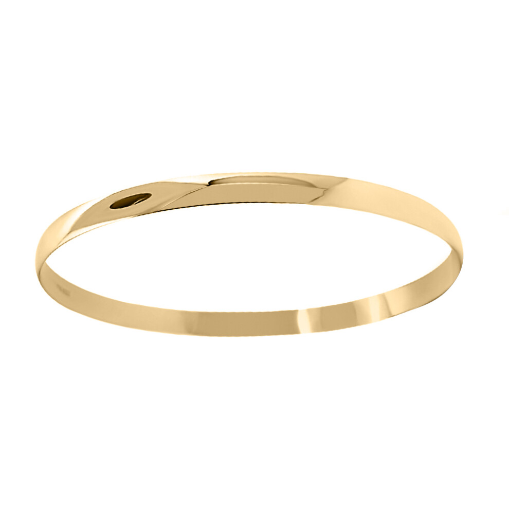 Jewelco London Ladies Solid 9ct Yellow Gold D-Shape 5mm Bangle Bracelet - JBG062