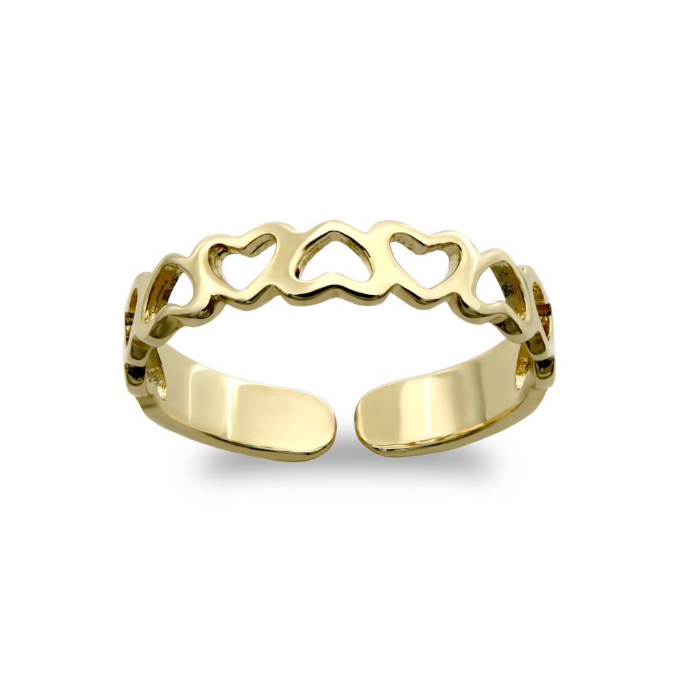 Jewelco London Ladies Solid 9ct Yellow Gold Love Hearts Pattern Toe Ring - JTR015