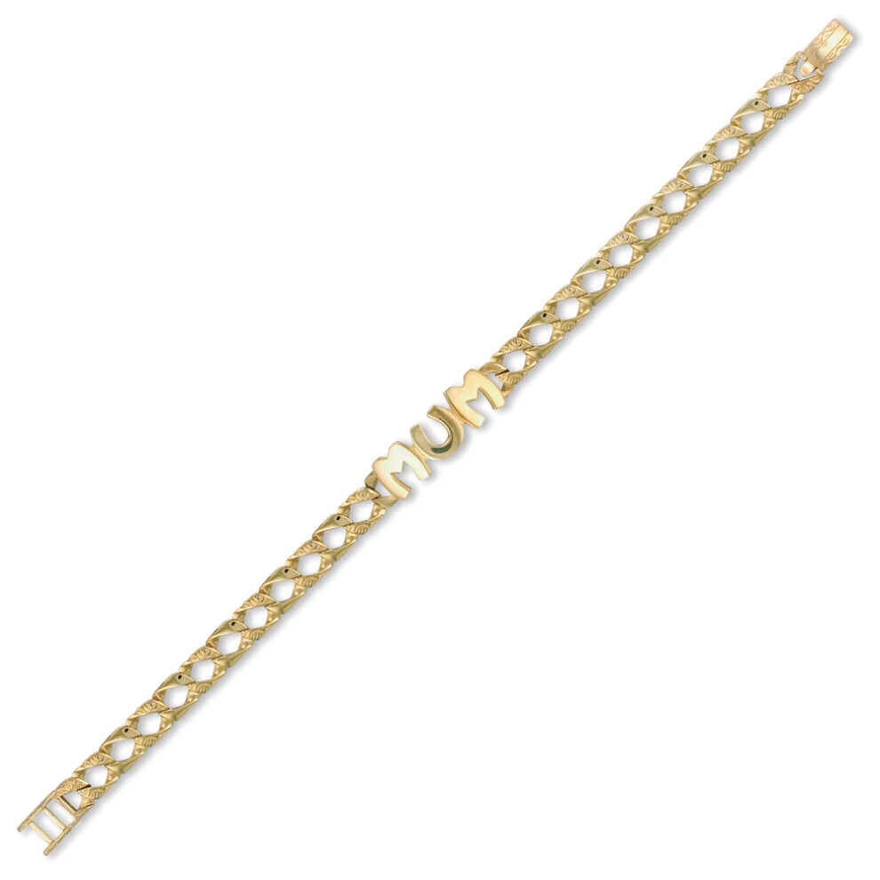 Jewelco London Ladies Solid 9ct Yellow Gold MUM Venezia Curb 6mm Gauge Bracelet - JBB208 - Image 2