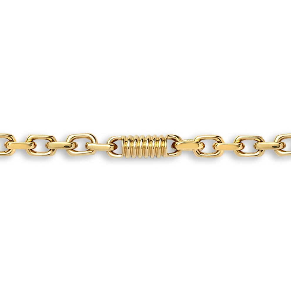 Jewelco London Ladies Solid 9ct Yellow Gold Spindle Screw Thread Oval 5.5mm Gauge Belcher Bracelet, 7.5 inch 19cm - JBB365-7.5