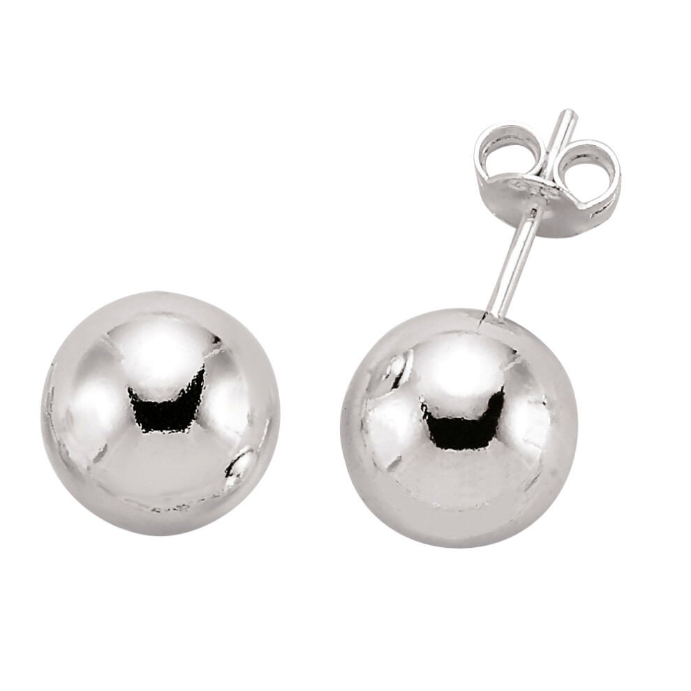 Jewelco London Ladies Sterling Silver Ball Stud Earrings - GVE158-10MM