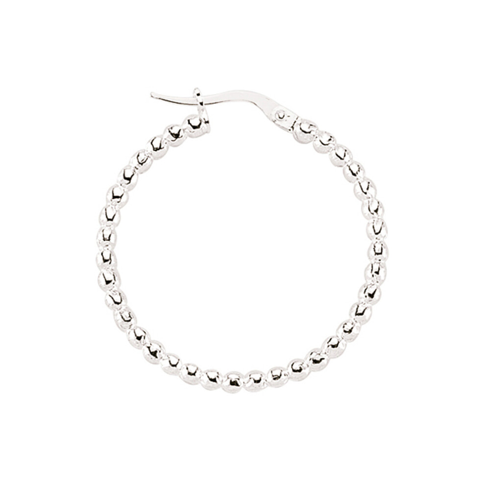 Jewelco London Ladies Sterling Silver Bead Hoop Earrings 29mm - GVE290
