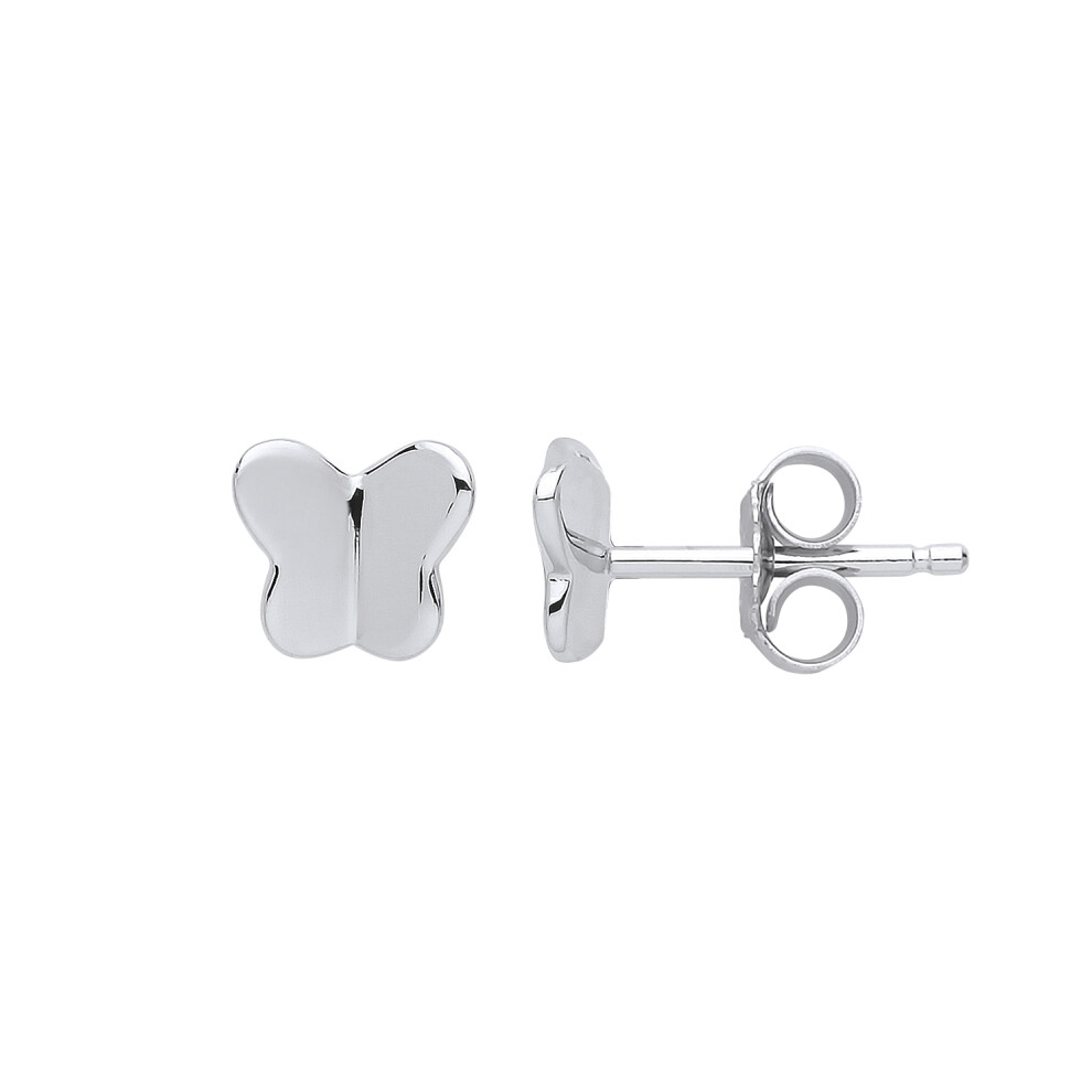 Jewelco London Ladies Sterling Silver Butterfly Stud Earrings - GVE784