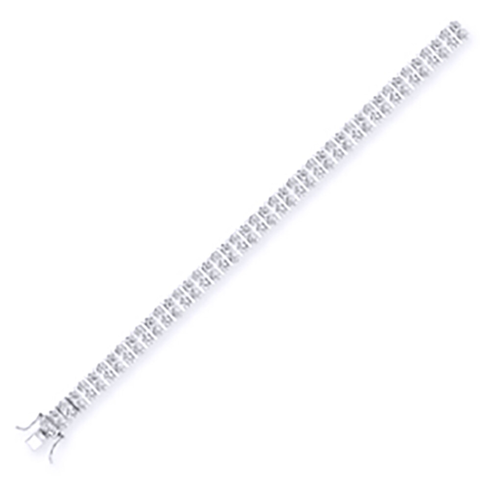 Jewelco London Ladies Sterling Silver Cubic Zirconia 2 Row Tennis Bracelet 9mm 7 inch - GVB017 - Image 4