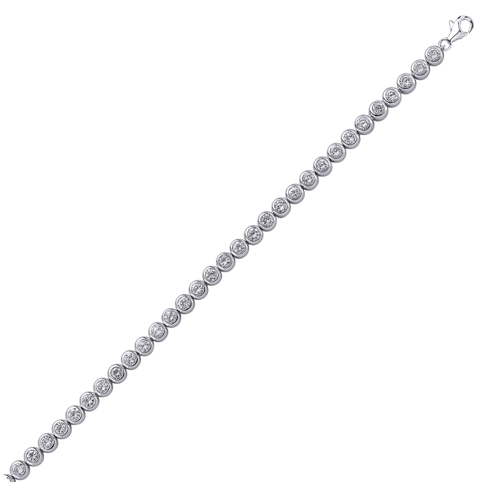 Jewelco London Ladies Sterling Silver Cubic Zirconia Bubble Donut Eternity Tennis Bracelet 5mm 7 inch - GVB171 - Image 4