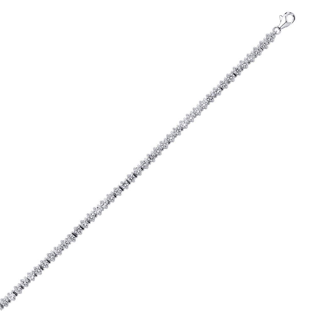 Jewelco London Ladies Sterling Silver Cubic Zirconia Claw and Bar Set Line Tennis Bracelet 4mm 7 inch - GVB130 - Image 4