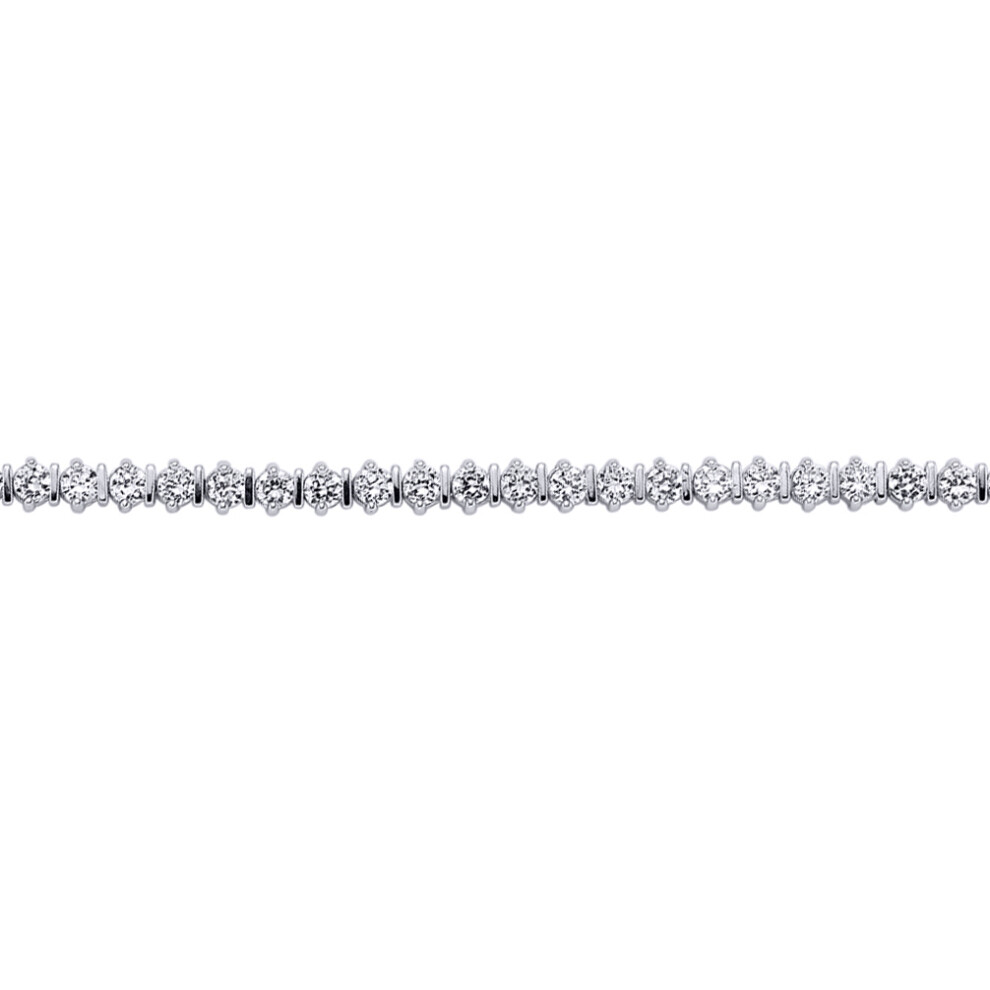 Jewelco London Ladies Sterling Silver Cubic Zirconia Claw and Bar Set Line Tennis Bracelet 4mm 7 inch - GVB130