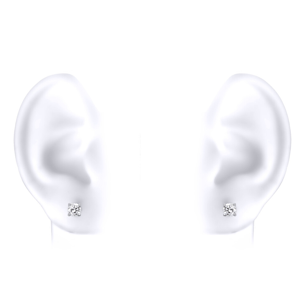 Jewelco London Ladies Sterling Silver Cubic Zirconia Convertible Curved Triangle Halo Solitaire Stud Drop Jacket Earrings - GVE820 - Image 5