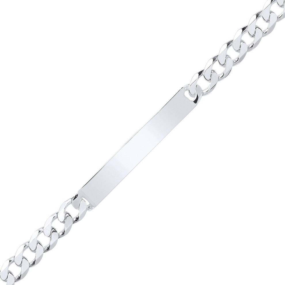 Jewelco London Ladies Sterling Silver Flat Curb ID Identity Bracelet 7mm 8 inch - ID33 - Image 2