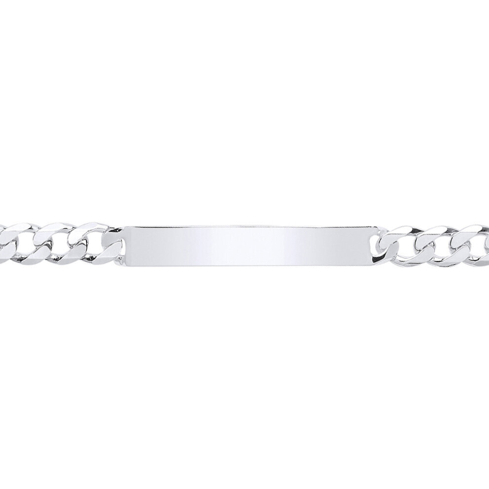 Jewelco London Ladies Sterling Silver Flat Curb ID Identity Bracelet 7mm 8 inch - ID33