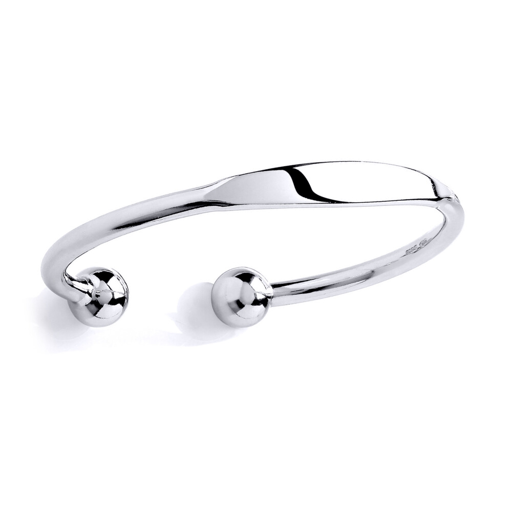 Jewelco London Ladies Sterling Silver ID Torque Identity Bangle Bracelet 7mm - GVG130