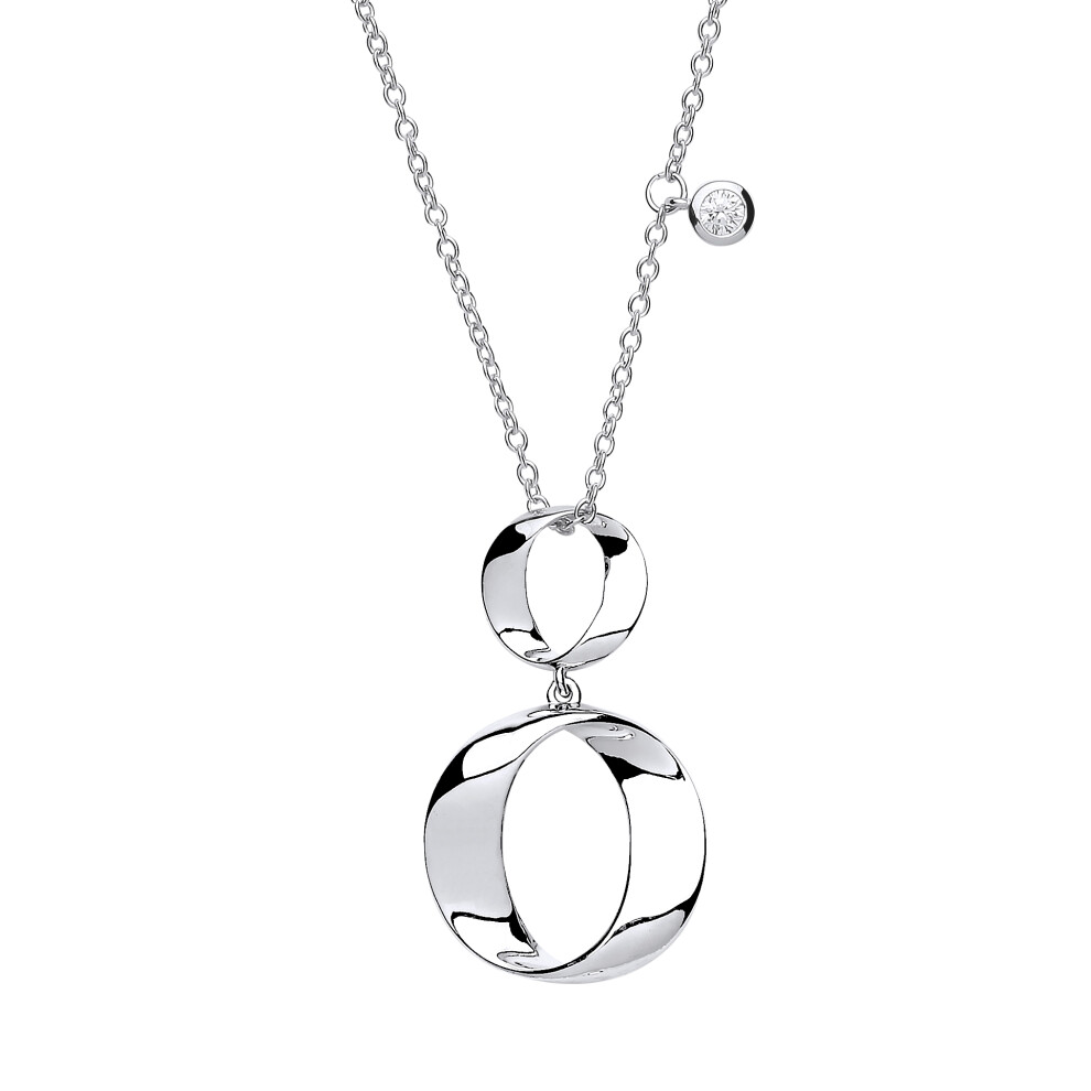 Ladies Sterling Silver Lil n Large O Hoops Pendant Necklace 18 inch - GVK248 - Image 2