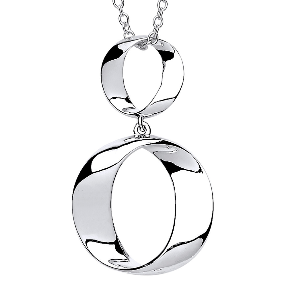 Ladies Sterling Silver Lil n Large O Hoops Pendant Necklace 18 inch - GVK248