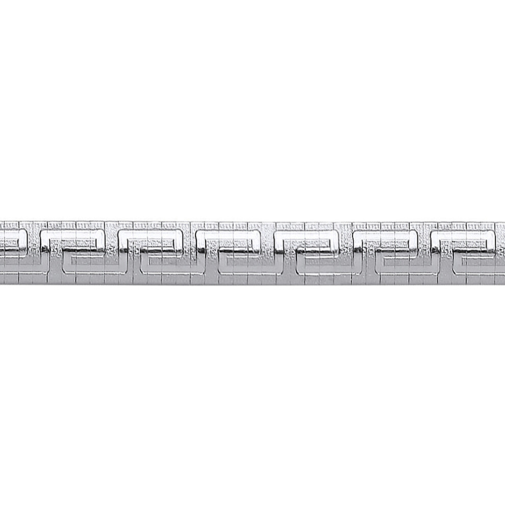 Jewelco London Rhodium Plated Sterling Silver Satin Flat Snake Greek Key Bracelet - GVB225
