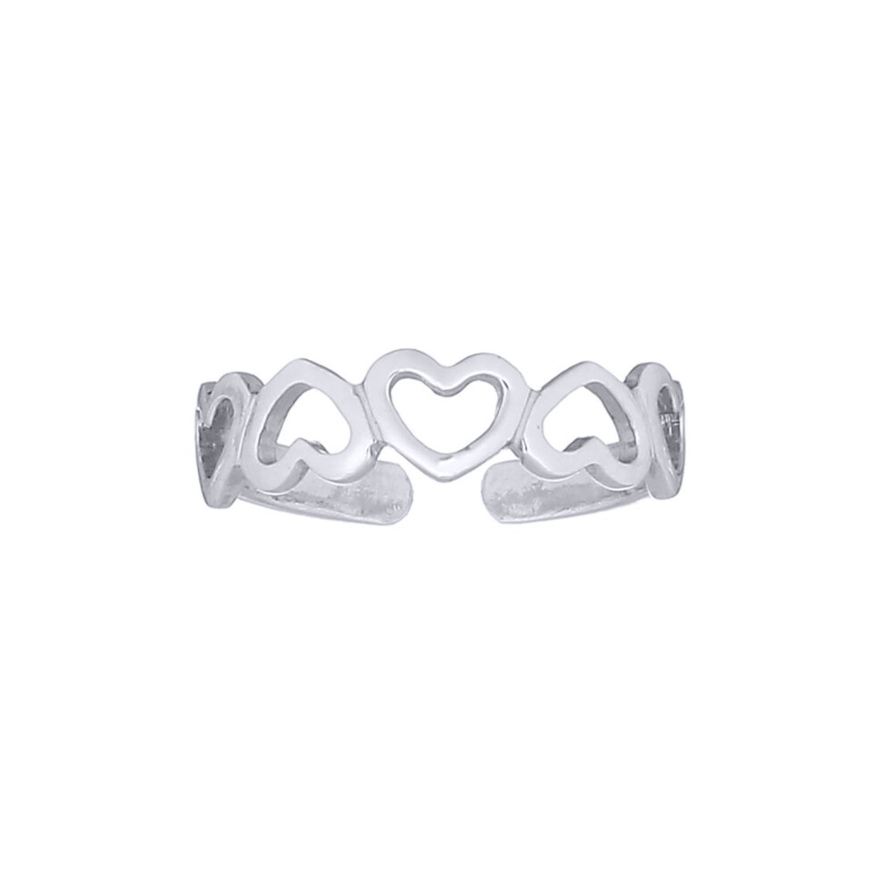 Jewelco London Rhodium Silver 5 Open Love Hearts Toe Ring - ATR001