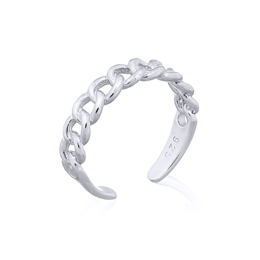 Jewelco London Rhodium Silver Albert Curb Chain Link Toe Ring - ATR005 - Image 4