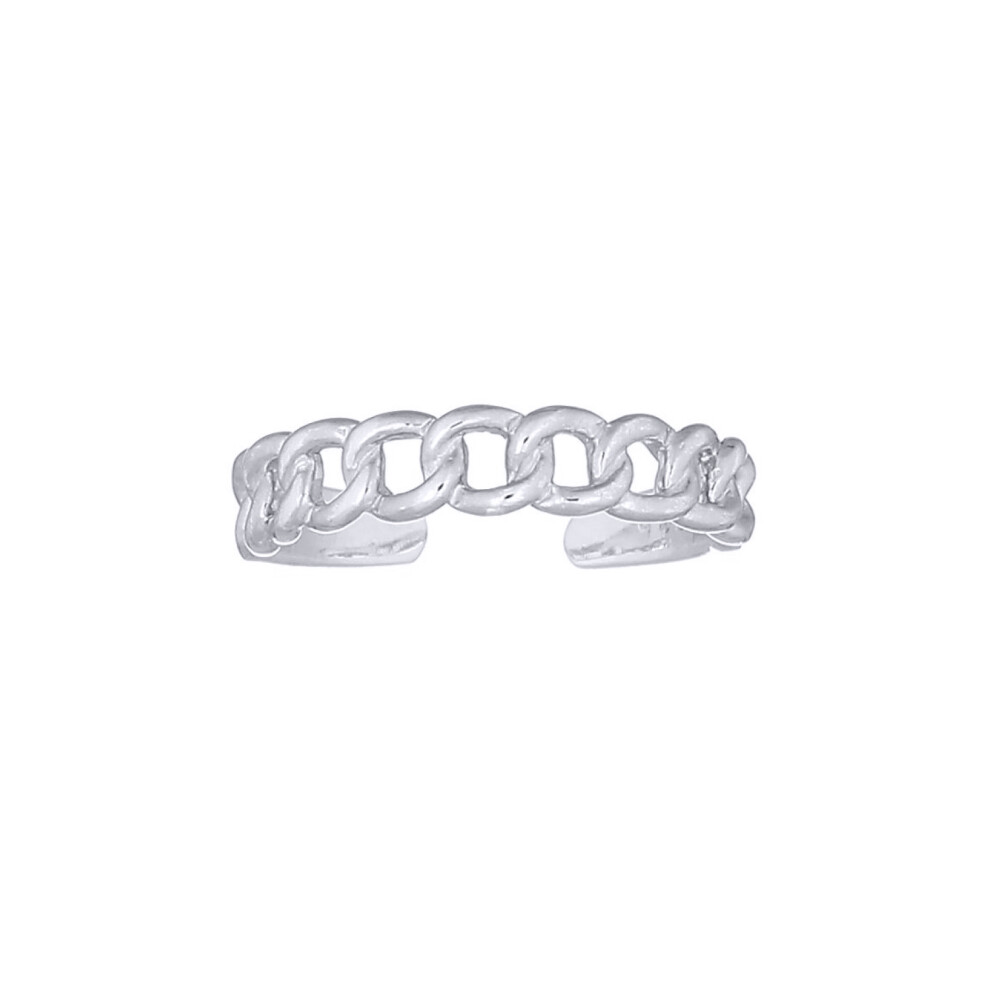 Jewelco London Rhodium Silver Albert Curb Chain Link Toe Ring - ATR005
