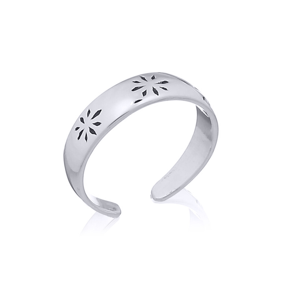 Jewelco London Rhodium Silver Flower Petals Toe Ring - ATR008 - Image 4