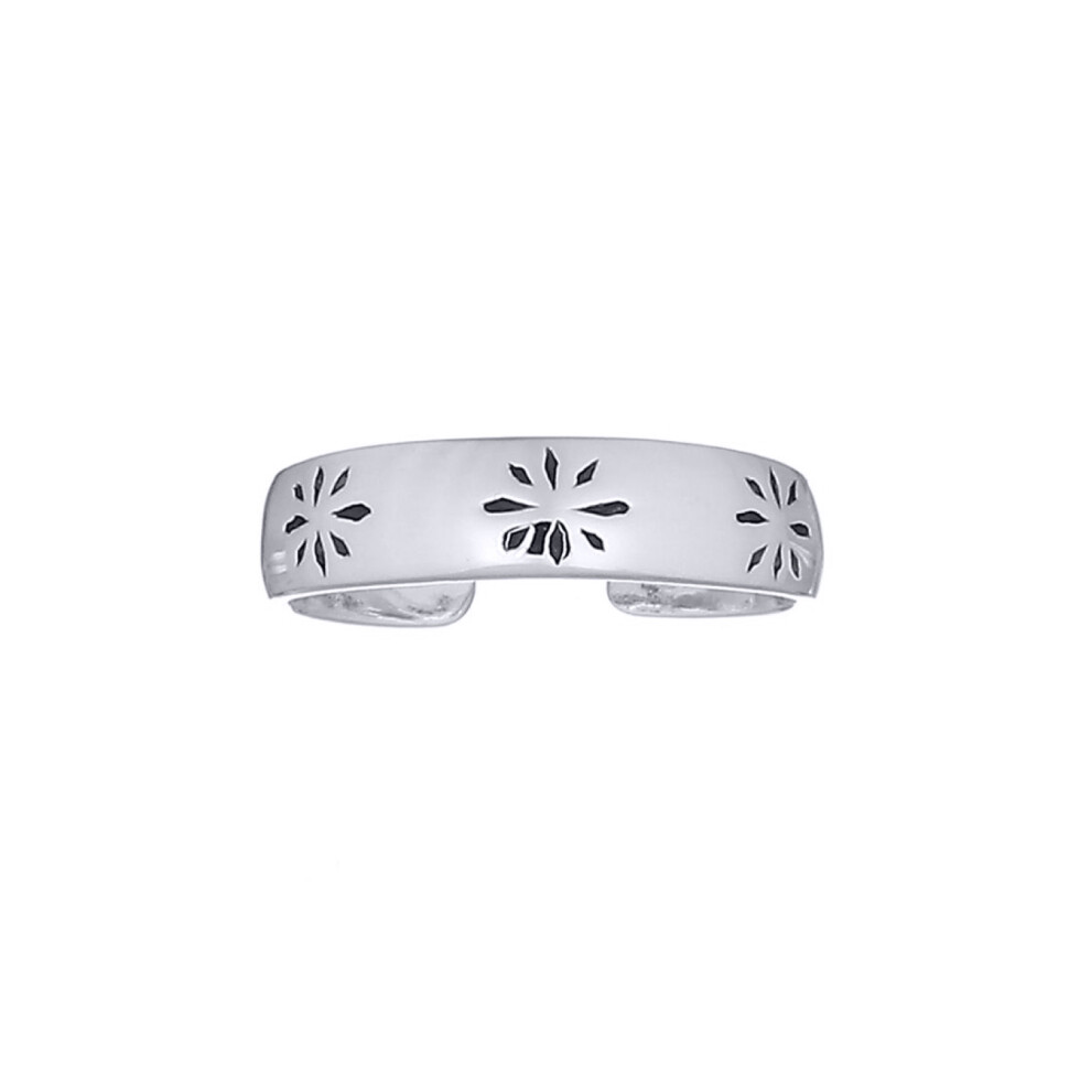 Jewelco London Rhodium Silver Flower Petals Toe Ring - ATR008