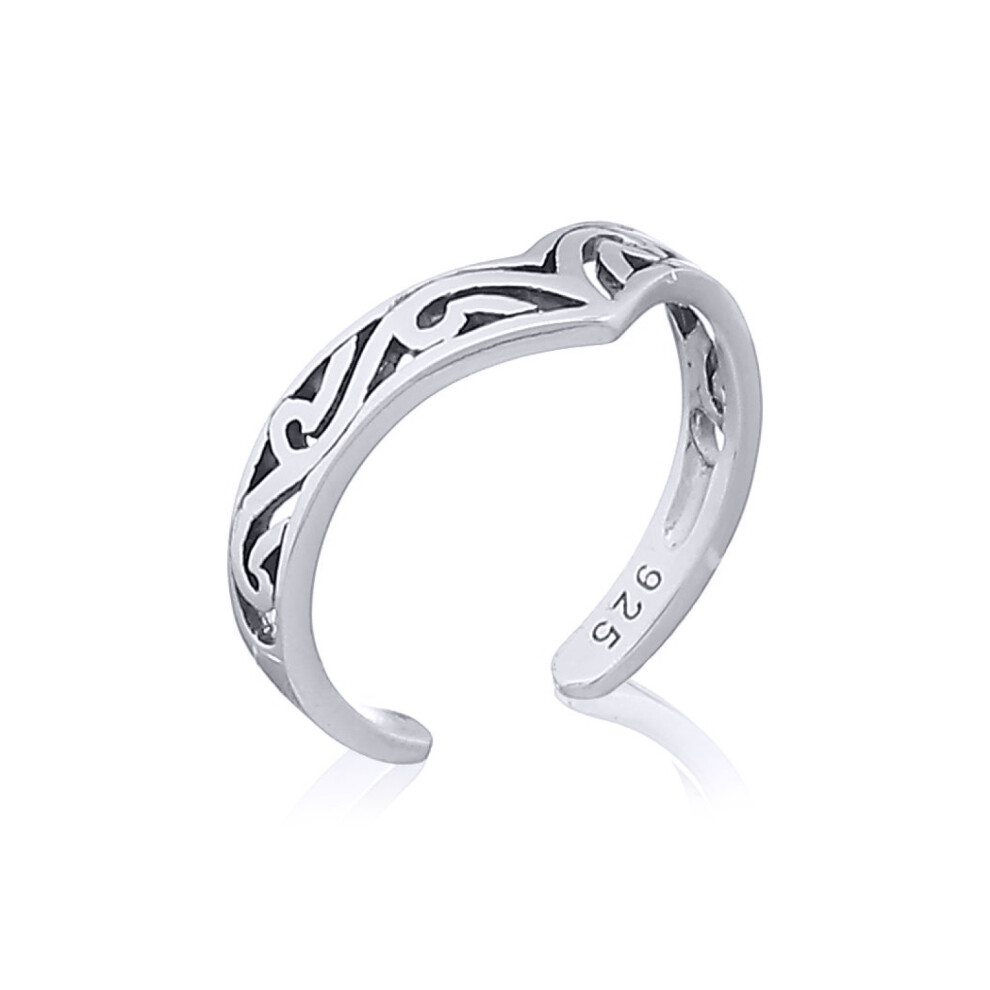 Jewelco London Rhodium Silver Horus Filigree Scroll Toe Ring - ATR006 - Image 4