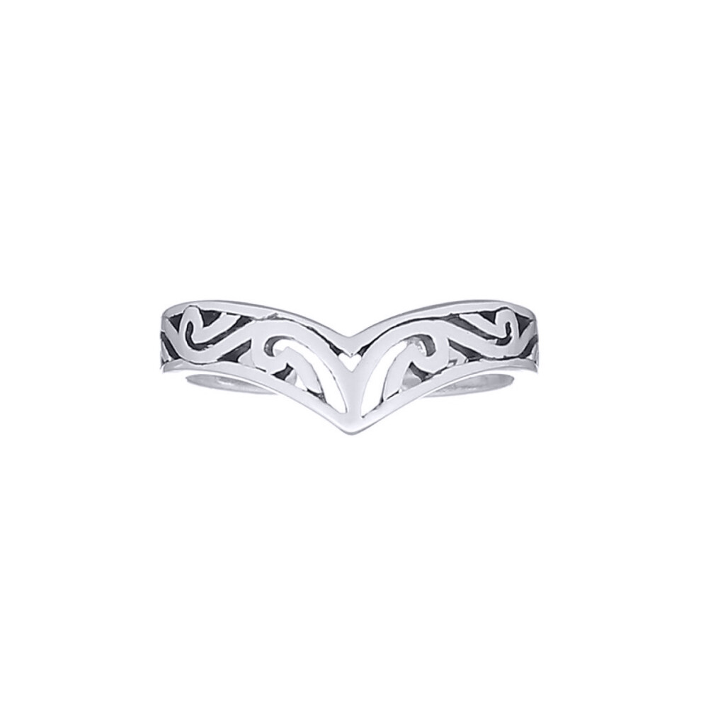 Jewelco London Rhodium Silver Horus Filigree Scroll Toe Ring - ATR006