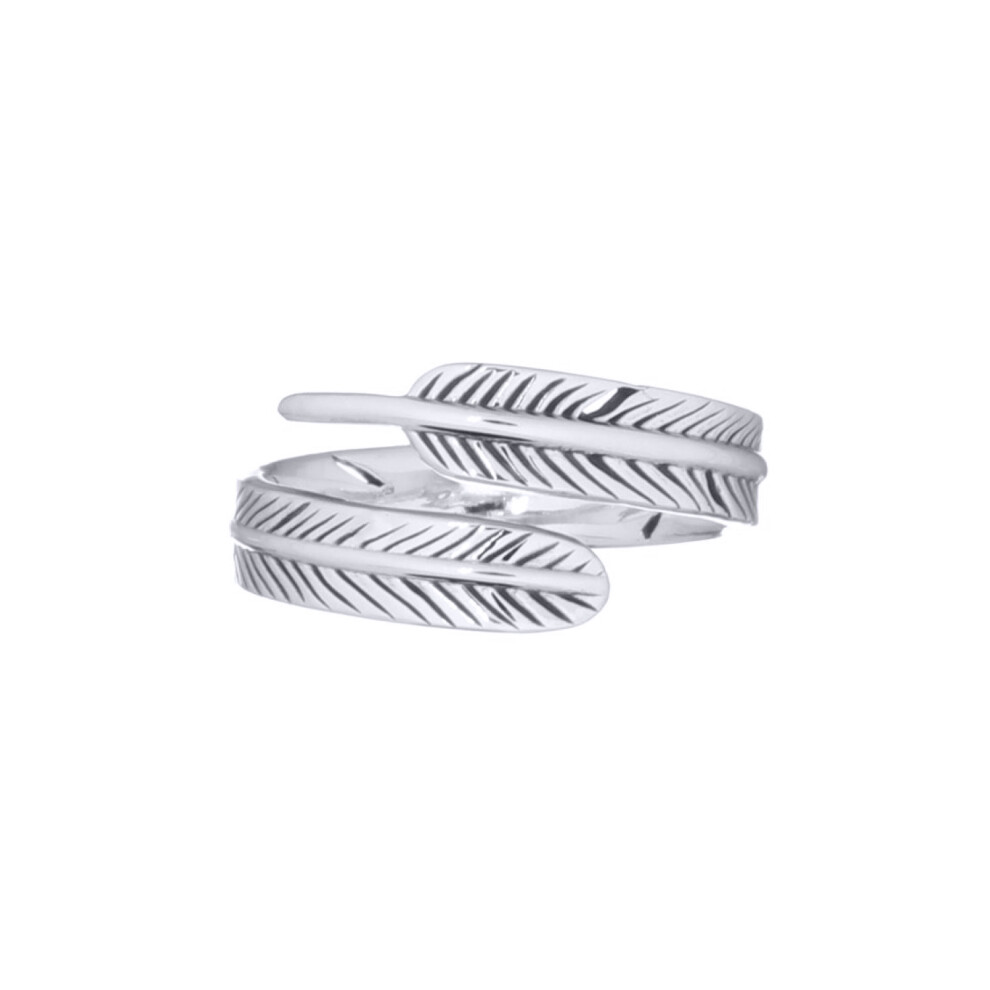 Jewelco London Rhodium Silver Lucky Feather Toe Ring - ATR012