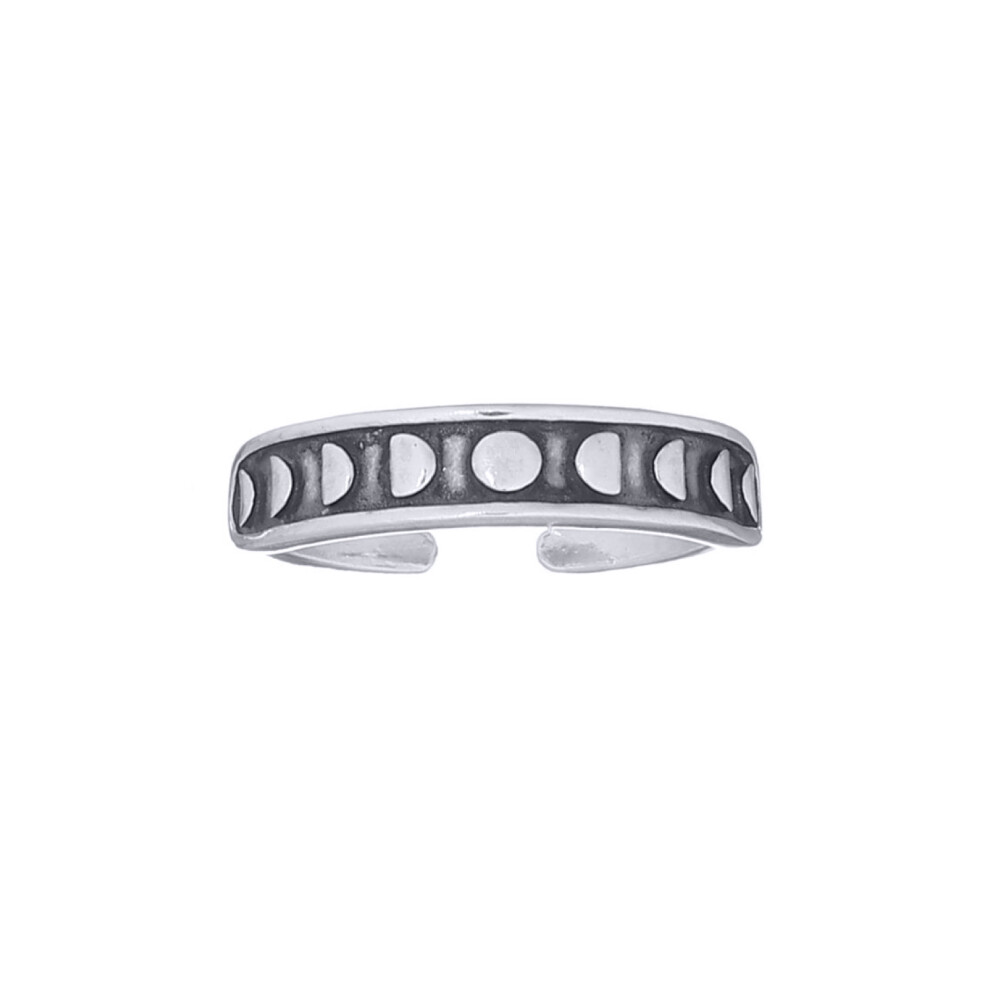 Jewelco London Rhodium Silver Moon Phases Lunar Toe Ring - ATR003