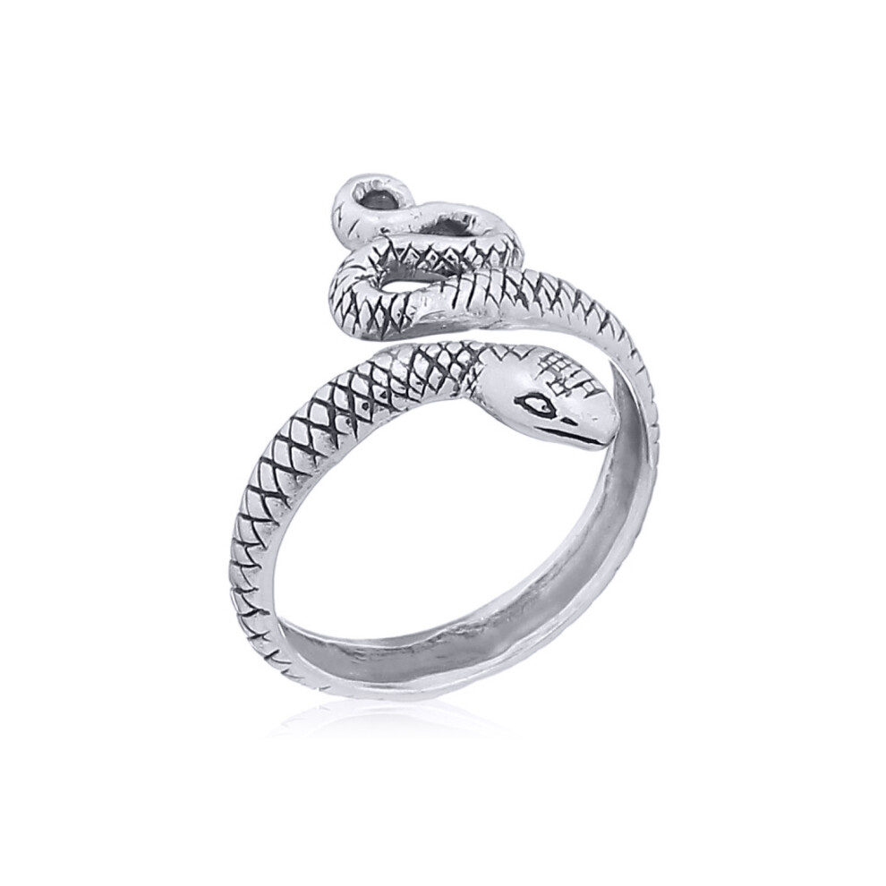 Jewelco London Rhodium Silver Textured Coiled Snake Toe Ring - ATR007 - Image 4