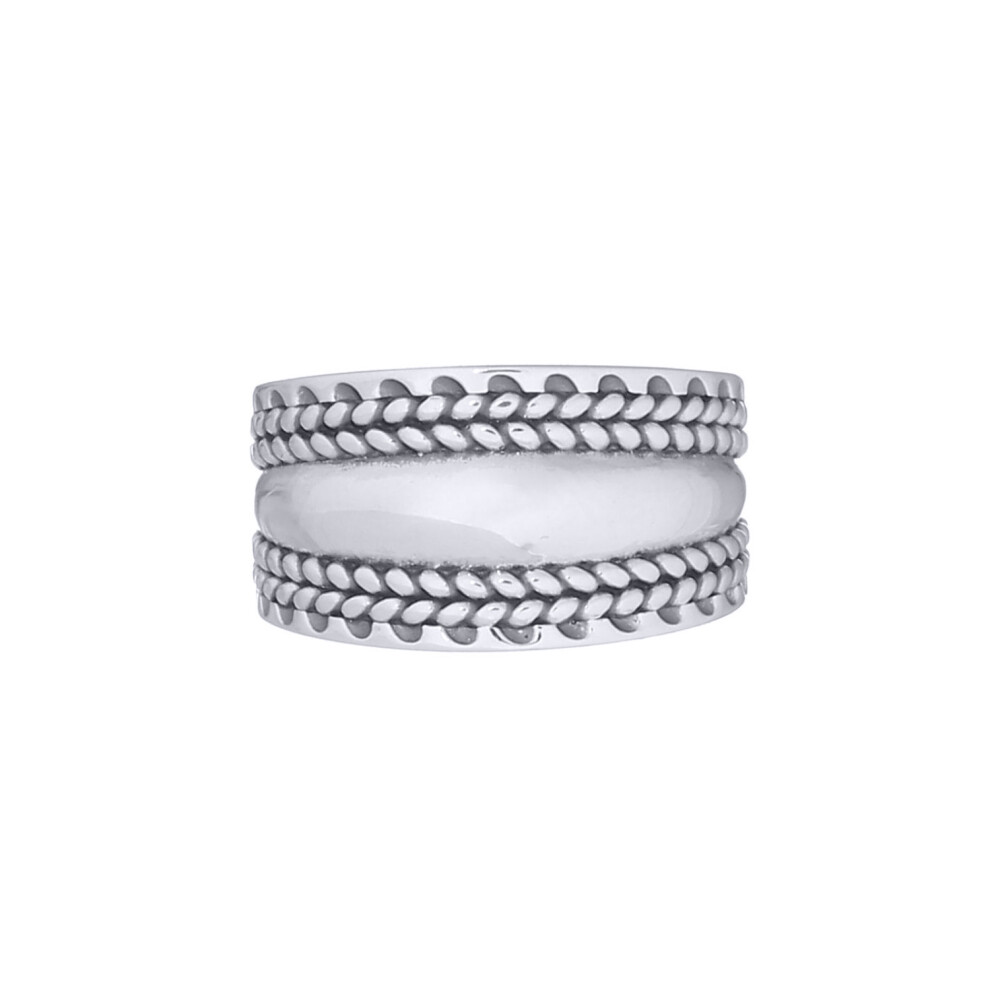 Jewelco London Rhodium Silver Wheat Olive Branch Toe Ring - ATR009