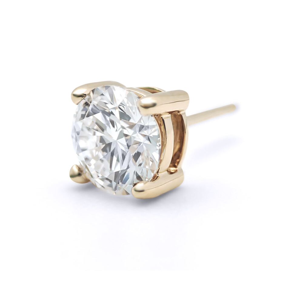 Jewelco London Solid 18ct Yellow Gold Set Round Brilliant D / VS Lab Grown 1.40ct Diamond Solitaire Stud Earrings - LAB18E001-140 - Image 4