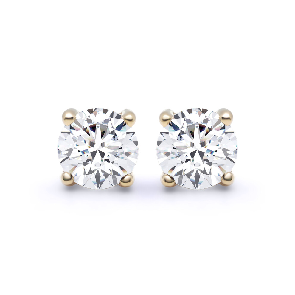 Jewelco London Solid 18ct Yellow Gold Set Round Brilliant D / VS Lab Grown 1.40ct Diamond Solitaire Stud Earrings - LAB18E001-140